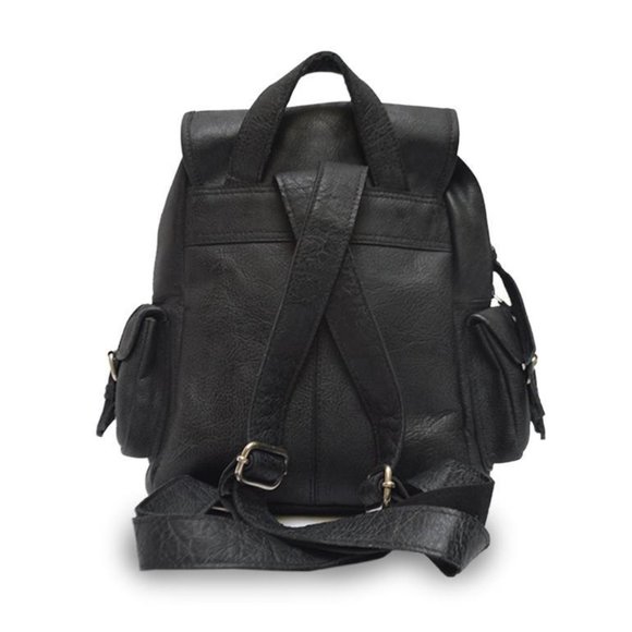 Sadie Black Real Leather Backpack Anabaglish NEW - Picture 7 of 7